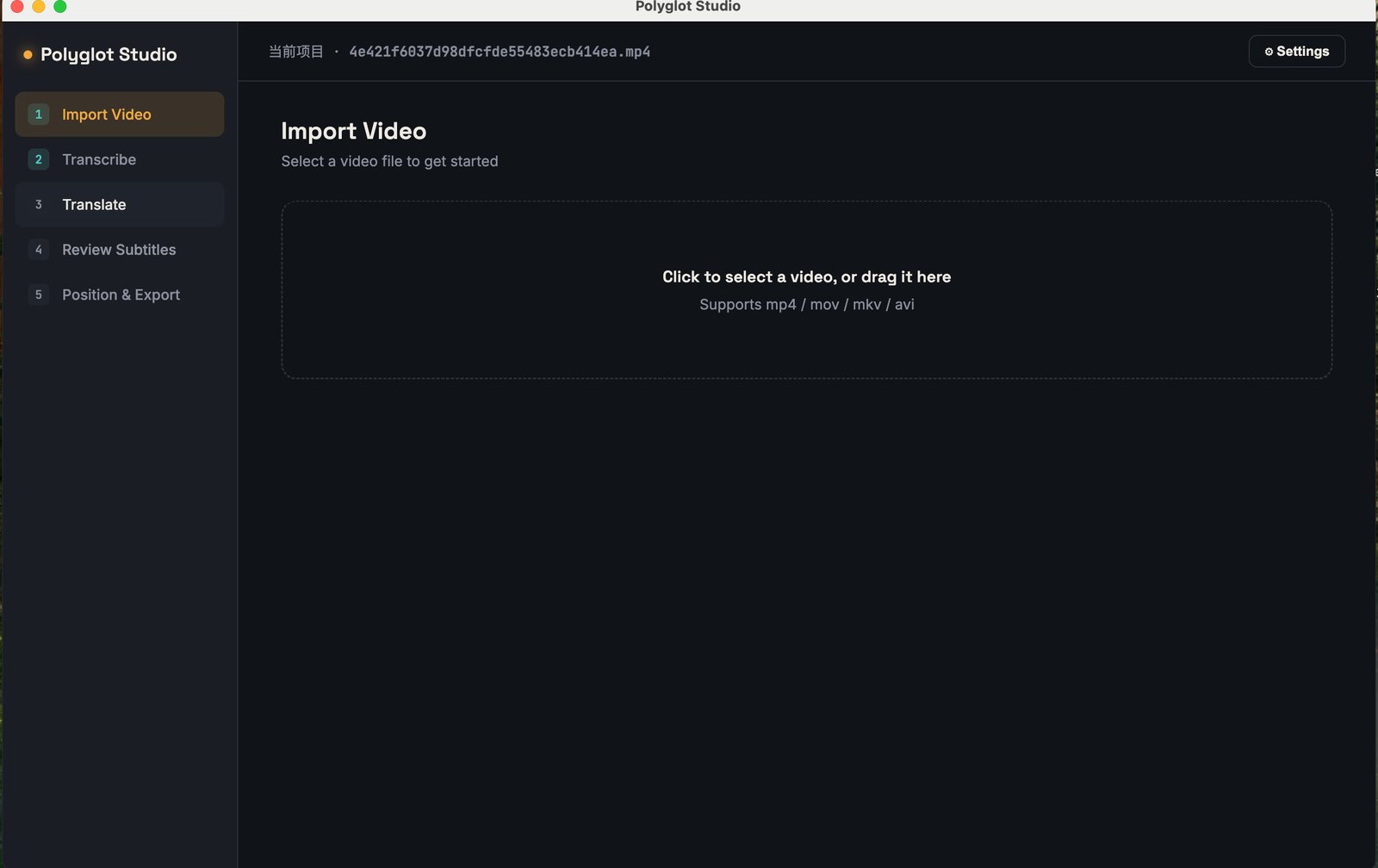 Import step in Polyglot Studio